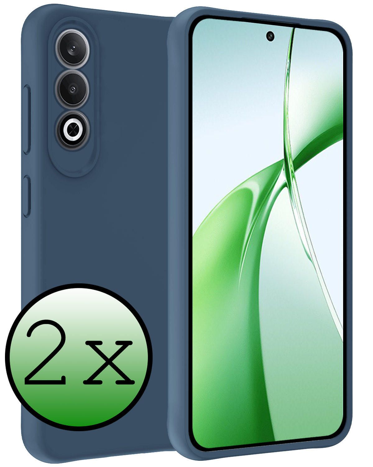 BASEY. Hoesje Geschikt voor OnePlus Nord CE4 Hoesje Siliconen Case Hoes - Hoes Geschikt voor OnePlus Nord CE4 Hoes Cover Case - Donkerblauw - 2 PACK