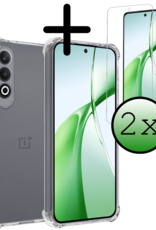 BASEY. Hoesje Geschikt voor OnePlus Nord CE4 Hoesje Siliconen Shock Proof Case Hoes Met 2x Screenprotector - Hoes Geschikt voor OnePlus Nord CE4 Hoes Cover Case Shockproof - Transparant