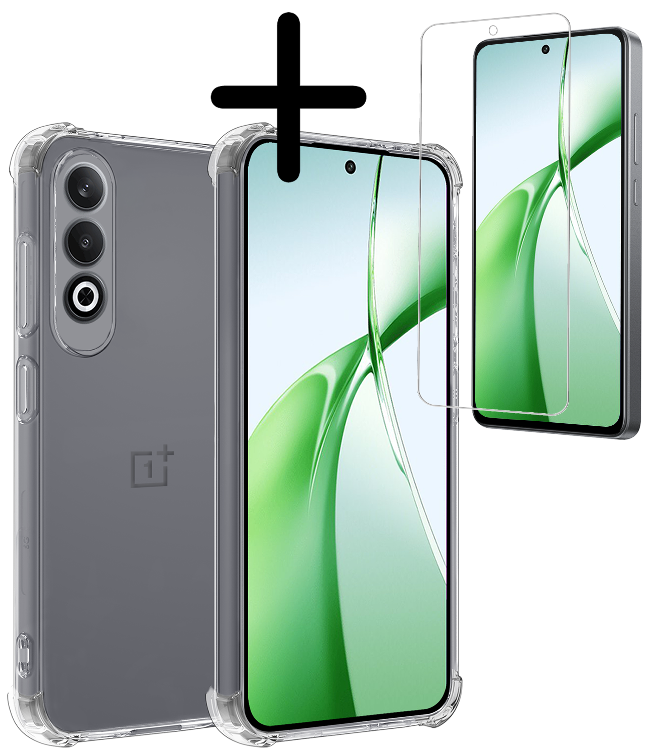 BASEY. Hoesje Geschikt voor OnePlus Nord CE4 Hoesje Siliconen Shock Proof Case Hoes Met Screenprotector - Hoes Geschikt voor OnePlus Nord CE4 Hoes Cover Case Shockproof - Transparant