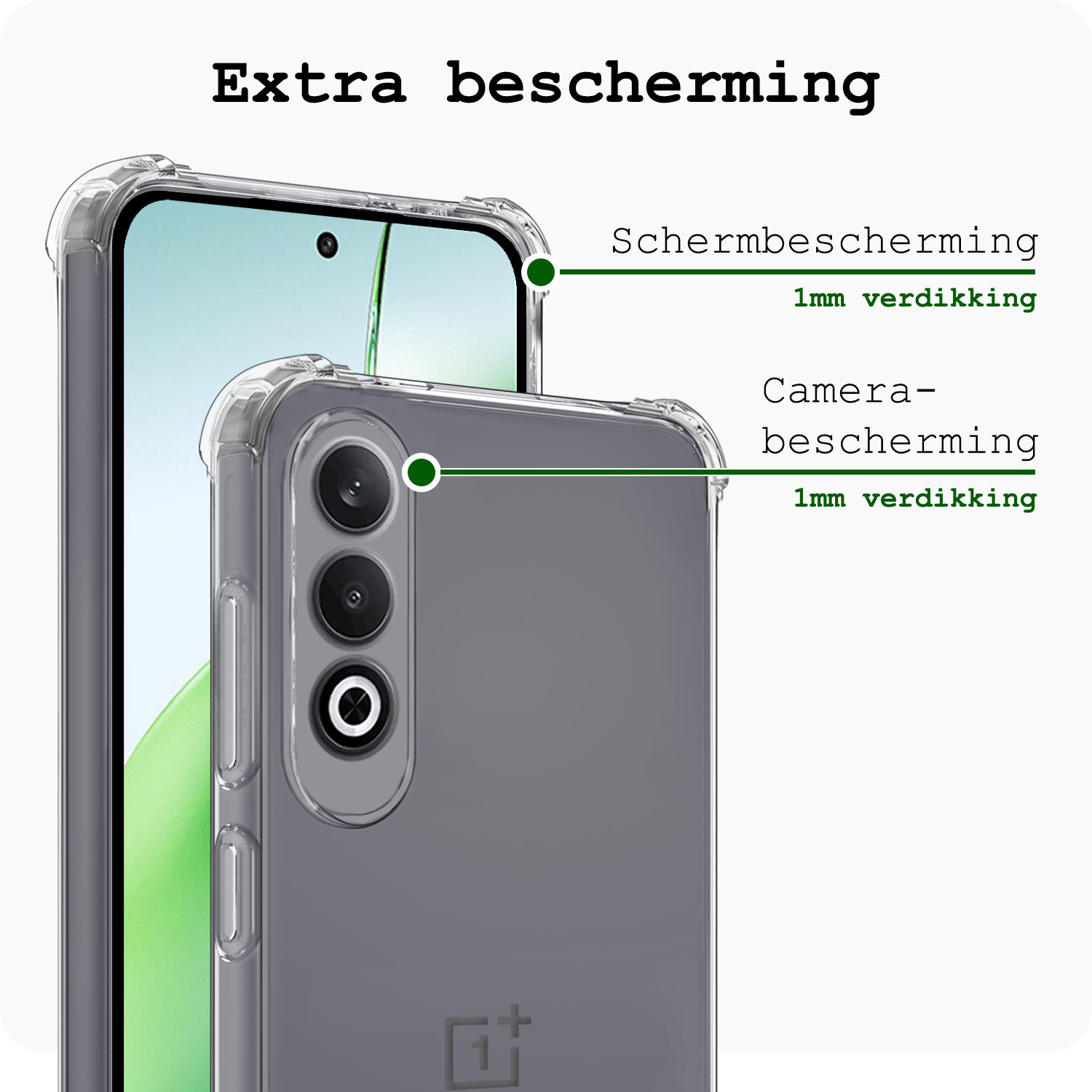 BASEY. Hoesje Geschikt voor OnePlus Nord CE4 Hoesje Siliconen Shock Proof Case Hoes Met Screenprotector - Hoes Geschikt voor OnePlus Nord CE4 Hoes Cover Case Shockproof - Transparant