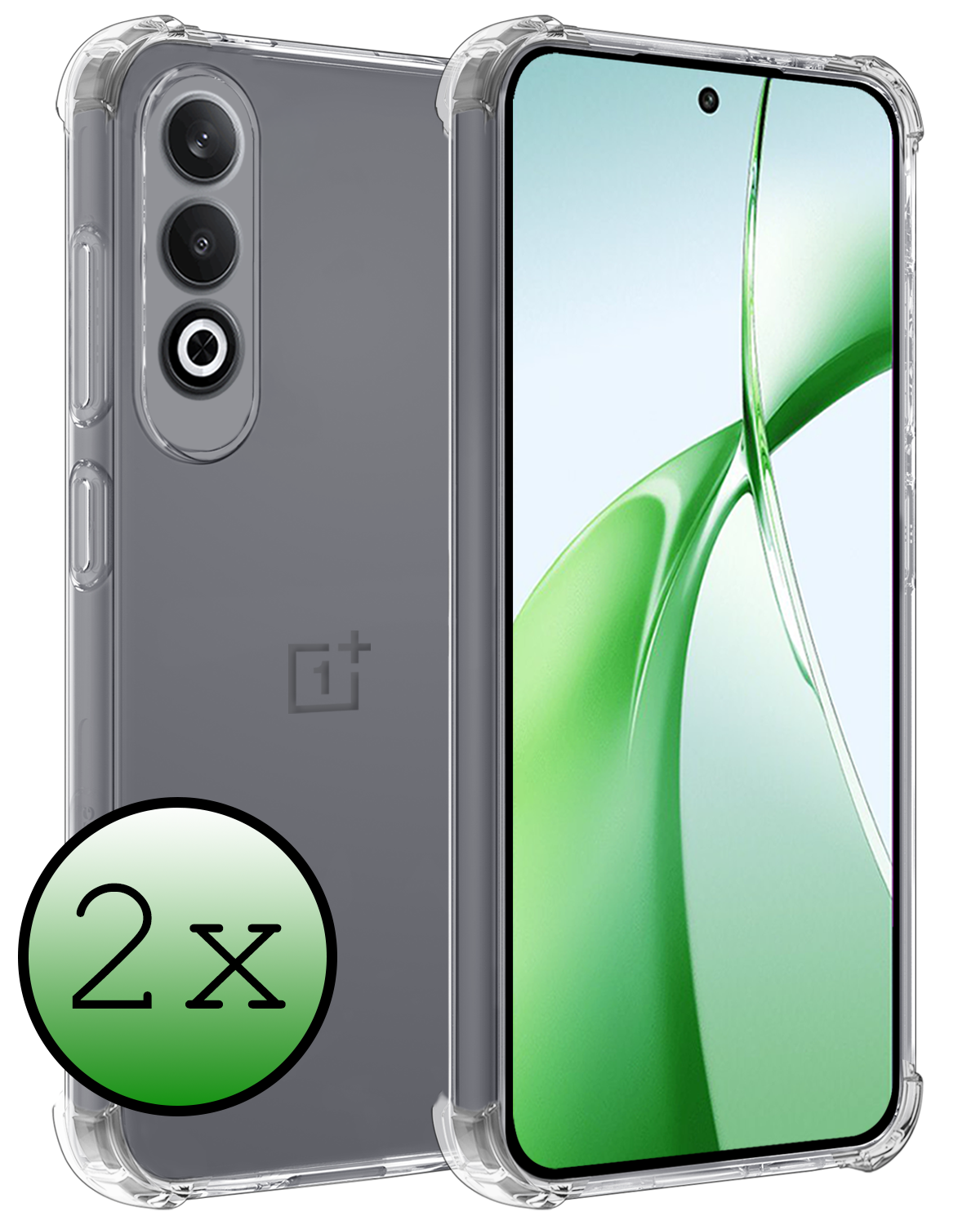 BASEY. Hoesje Geschikt voor OnePlus Nord CE4 Hoesje Siliconen Shock Proof Case Hoes - Hoes Geschikt voor OnePlus Nord CE4 Hoes Cover Case Shockproof - Transparant - 2 PACK