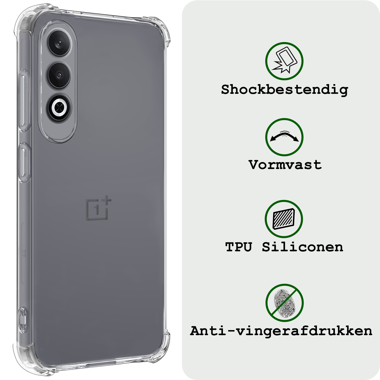 BASEY. Hoesje Geschikt voor OnePlus Nord CE4 Hoesje Siliconen Shock Proof Case Hoes - Hoes Geschikt voor OnePlus Nord CE4 Hoes Cover Case Shockproof - Transparant - 2 PACK