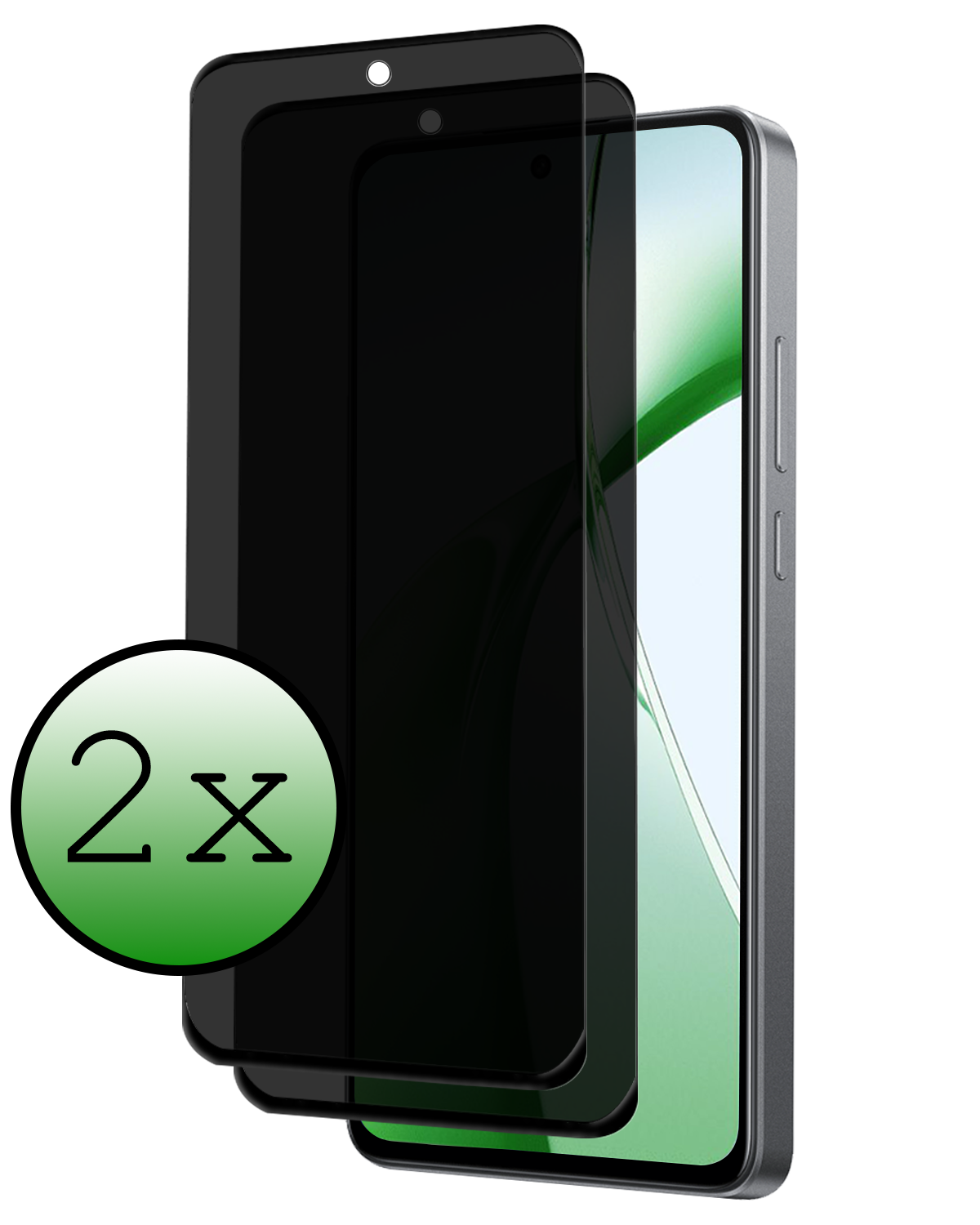 BASEY. Screenprotector Geschikt voor OnePlus Nord CE4 Screenprotector Privacy Glas Gehard Full Cover - Screenprotector Geschikt voor OnePlus Nord CE4 Screenprotector Privacy Tempered Glass - 2 PACK