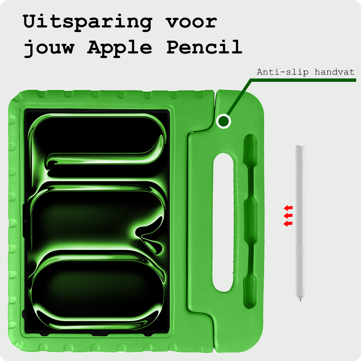 BASEY. Hoesje Geschikt voor iPad Pro 2018/2020/2021/2022 (12,9 inch) Hoesje Kinder Hoes Shockproof Kinderhoes - Kindvriendelijk Hoesje Geschikt voor iPad Pro 12,9 inch 2018/2020/2021/2022 Hoes Kids Case - Groen