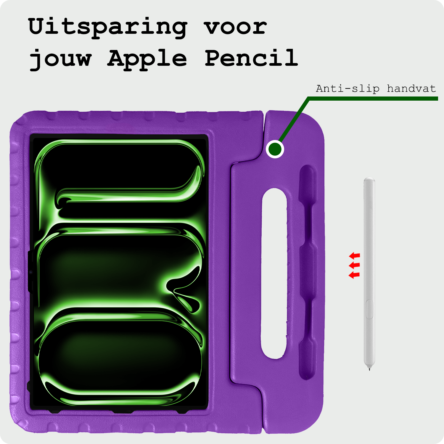 BASEY. Hoesje Geschikt voor iPad Pro 2018/2020/2021/2022 (12,9 inch) Hoesje Kinder Hoes Shockproof Kinderhoes - Kindvriendelijk Hoesje Geschikt voor iPad Pro 12,9 inch 2018/2020/2021/2022 Hoes Kids Case - Paars
