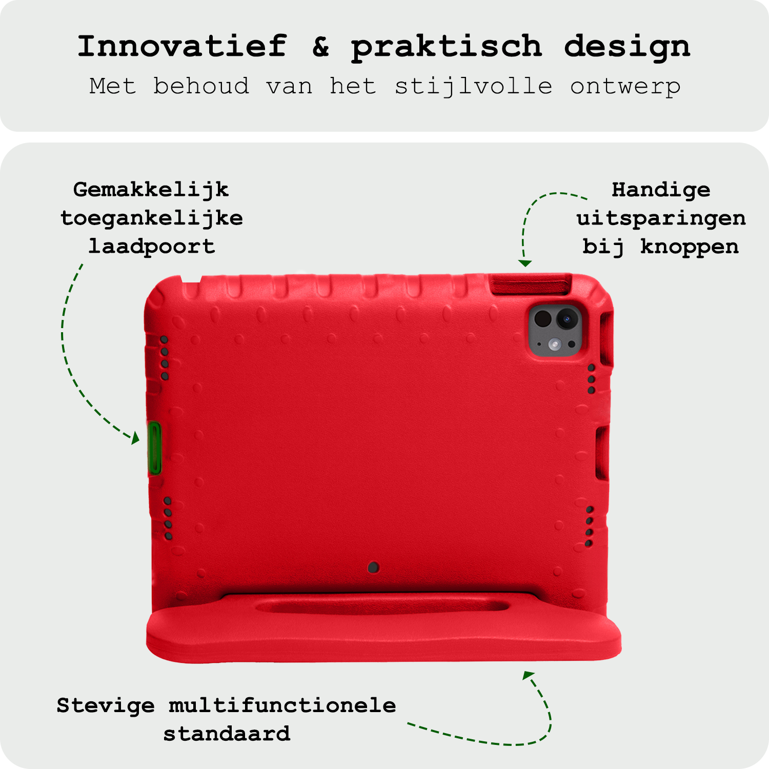 BASEY. Hoesje Geschikt voor iPad Pro 2018/2020/2021/2022 (12,9 inch) Hoesje Kinder Hoes Shockproof Kinderhoes - Kindvriendelijk Hoesje Geschikt voor iPad Pro 12,9 inch 2018/2020/2021/2022 Hoes Kids Case - Rood