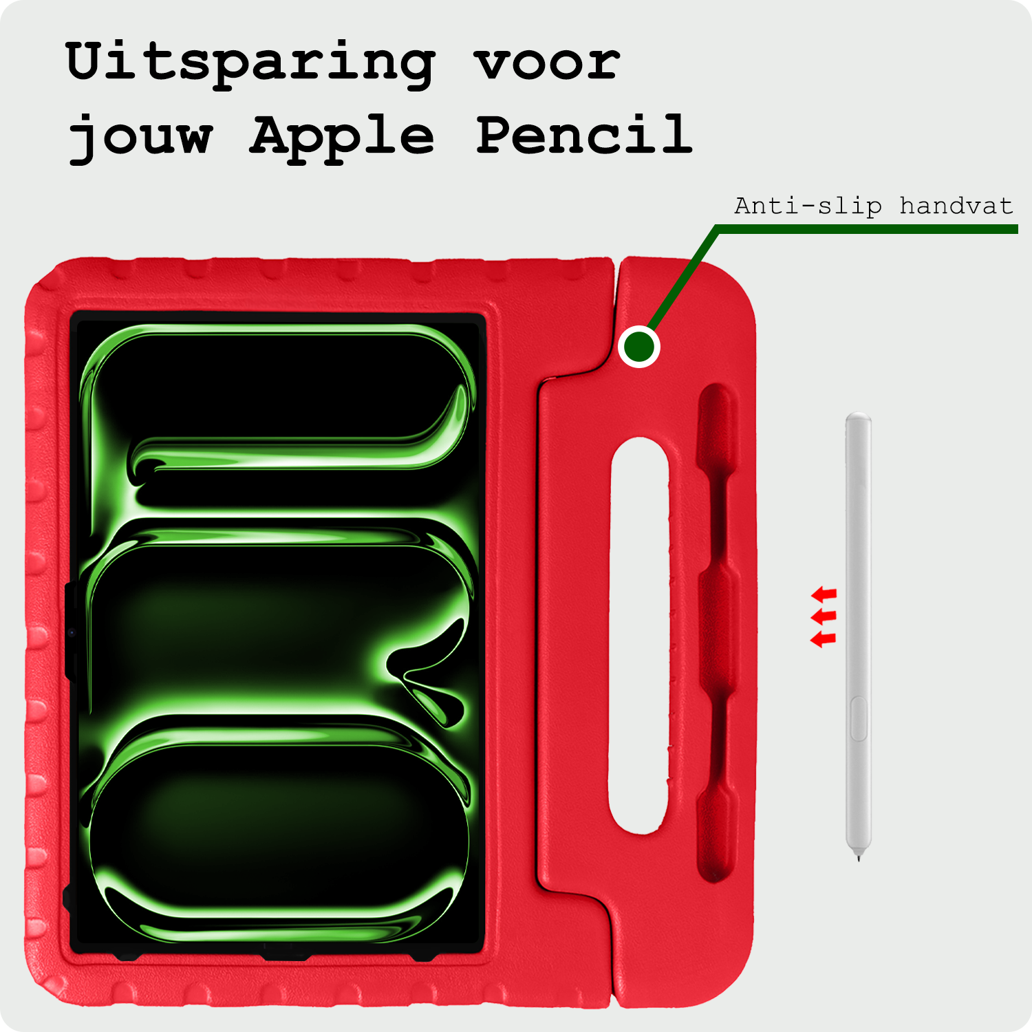 BASEY. Hoesje Geschikt voor iPad Pro 2018/2020/2021/2022 (12,9 inch) Hoesje Kinder Hoes Shockproof Kinderhoes - Kindvriendelijk Hoesje Geschikt voor iPad Pro 12,9 inch 2018/2020/2021/2022 Hoes Kids Case - Rood