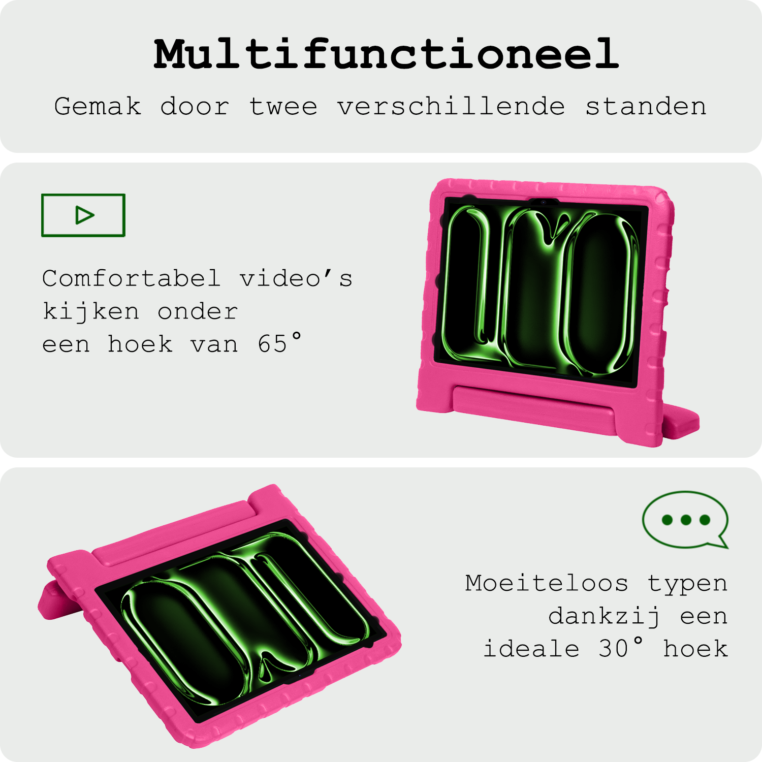 BASEY. Hoesje Geschikt voor iPad Pro 2018/2020/2021/2022 (12,9 inch) Hoesje Kinder Hoes Shockproof Kinderhoes - Kindvriendelijk Hoesje Geschikt voor iPad Pro 12,9 inch 2018/2020/2021/2022 Hoes Kids Case - Roze