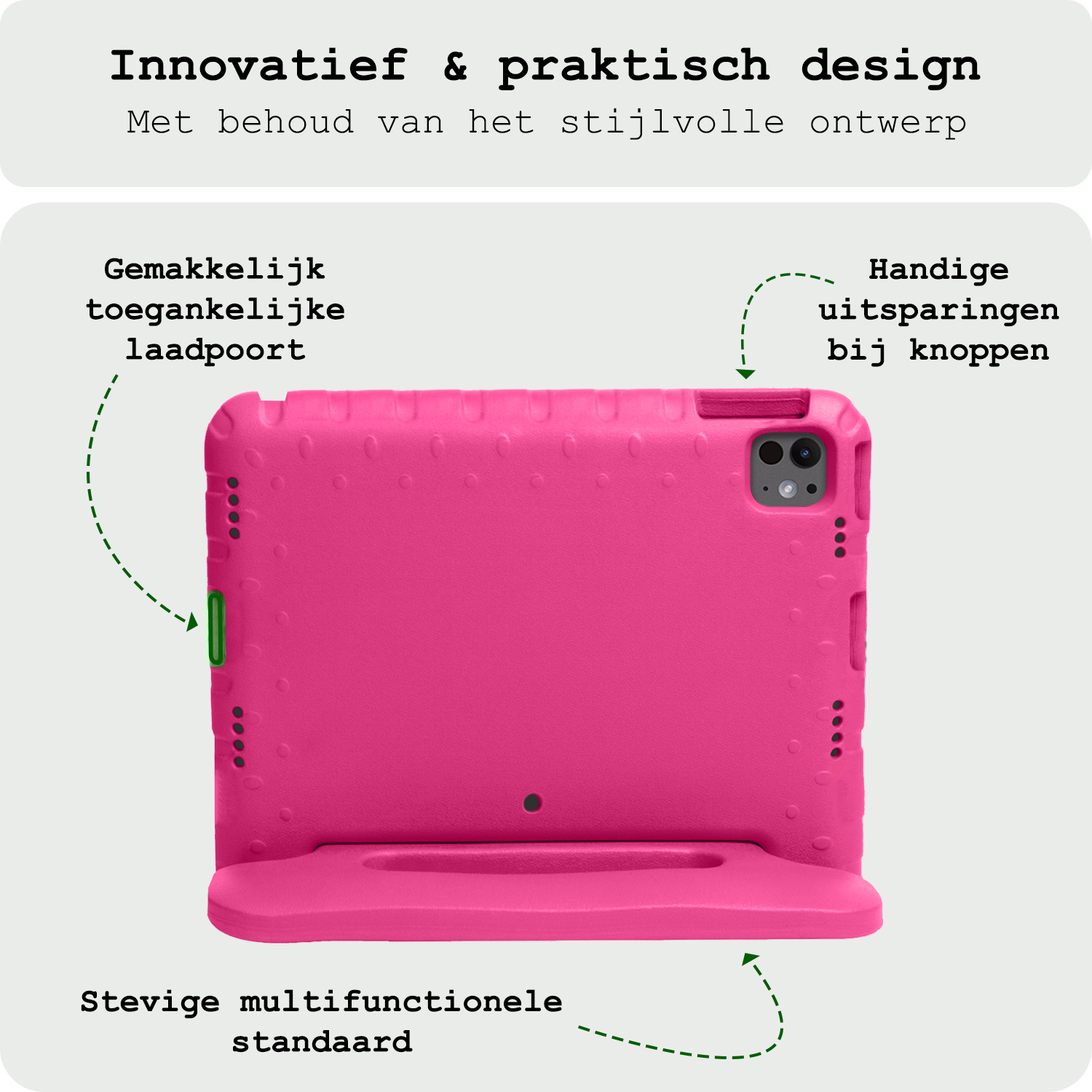 BASEY. Hoesje Geschikt voor iPad Pro 2018/2020/2021/2022 (12,9 inch) Hoesje Kinder Hoes Shockproof Kinderhoes - Kindvriendelijk Hoesje Geschikt voor iPad Pro 12,9 inch 2018/2020/2021/2022 Hoes Kids Case - Roze