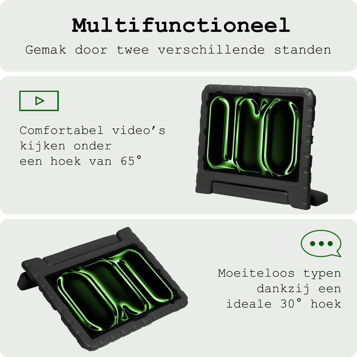 BASEY. Hoesje Geschikt voor iPad Pro 2018/2020/2021/2022 (12,9 inch) Hoesje Kinder Hoes Shockproof Kinderhoes - Kindvriendelijk Hoesje Geschikt voor iPad Pro 12,9 inch 2018/2020/2021/2022 Hoes Kids Case - Zwart