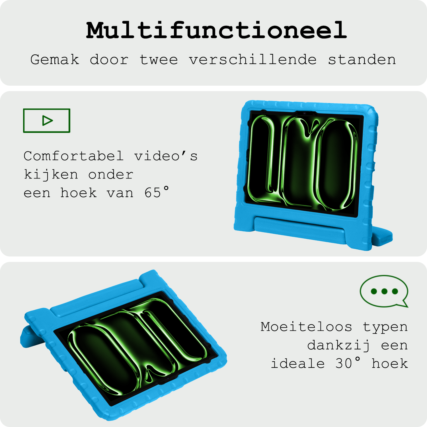 BASEY. Hoesje Geschikt voor iPad Pro 2018/2020/2021/2022 (12,9 inch) Hoesje Kinder Hoes Shockproof Kinderhoes Met Screenprotector - Kindvriendelijk Hoesje Geschikt voor iPad Pro 12,9 inch 2018/2020/2021/2022 Hoes Kids Case - Blauw