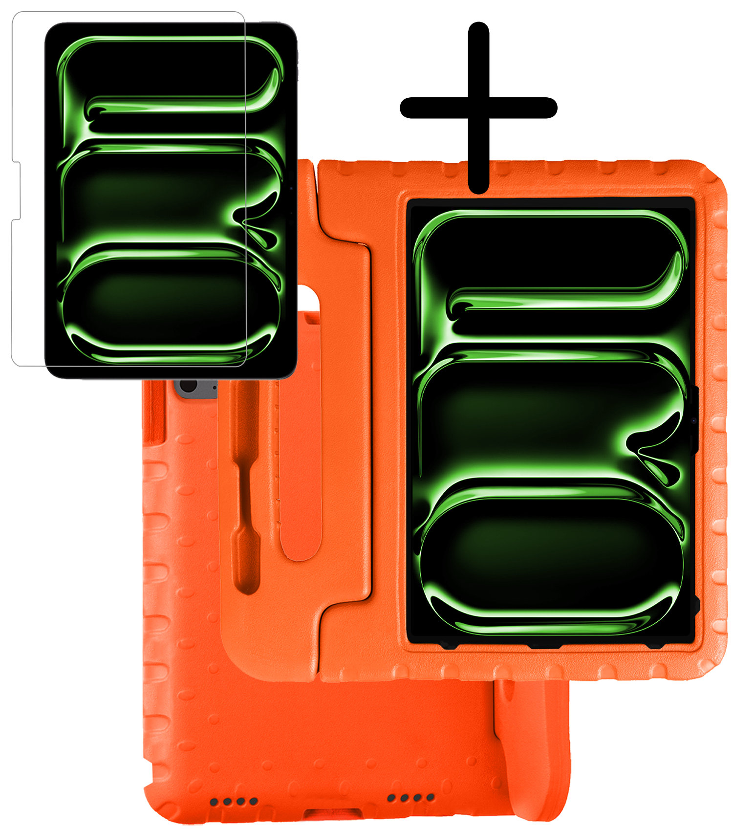 BASEY. Hoesje Geschikt voor iPad Pro 2018/2020/2021/2022 (12,9 inch) Hoesje Kinder Hoes Shockproof Kinderhoes Met Screenprotector - Kindvriendelijk Hoesje Geschikt voor iPad Pro 12,9 inch 2018/2020/2021/2022 Hoes Kids Case - Oranje