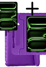 BASEY. Hoesje Geschikt voor iPad Pro 2018/2020/2021/2022 (12,9 inch) Hoesje Kinder Hoes Shockproof Kinderhoes Met Screenprotector - Kindvriendelijk Hoesje Geschikt voor iPad Pro 12,9 inch 2018/2020/2021/2022 Hoes Kids Case - Paars