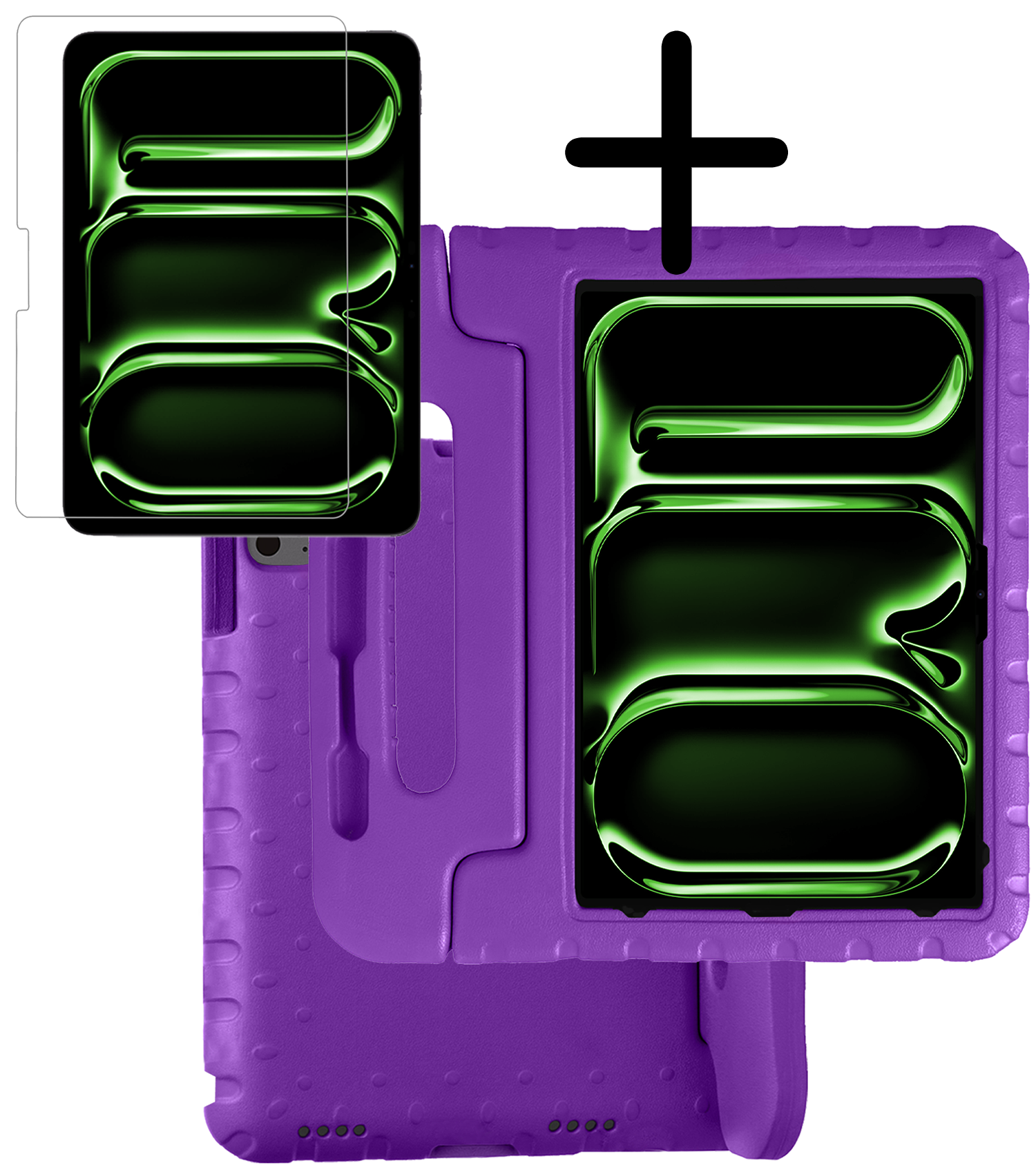 BASEY. Hoesje Geschikt voor iPad Pro 2018/2020/2021/2022 (12,9 inch) Hoesje Kinder Hoes Shockproof Kinderhoes Met Screenprotector - Kindvriendelijk Hoesje Geschikt voor iPad Pro 12,9 inch 2018/2020/2021/2022 Hoes Kids Case - Paars