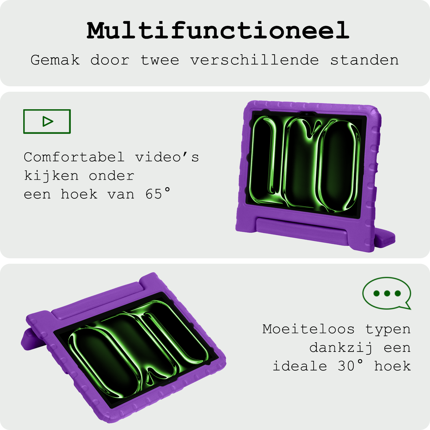 BASEY. Hoesje Geschikt voor iPad Pro 2018/2020/2021/2022 (12,9 inch) Hoesje Kinder Hoes Shockproof Kinderhoes Met Screenprotector - Kindvriendelijk Hoesje Geschikt voor iPad Pro 12,9 inch 2018/2020/2021/2022 Hoes Kids Case - Paars