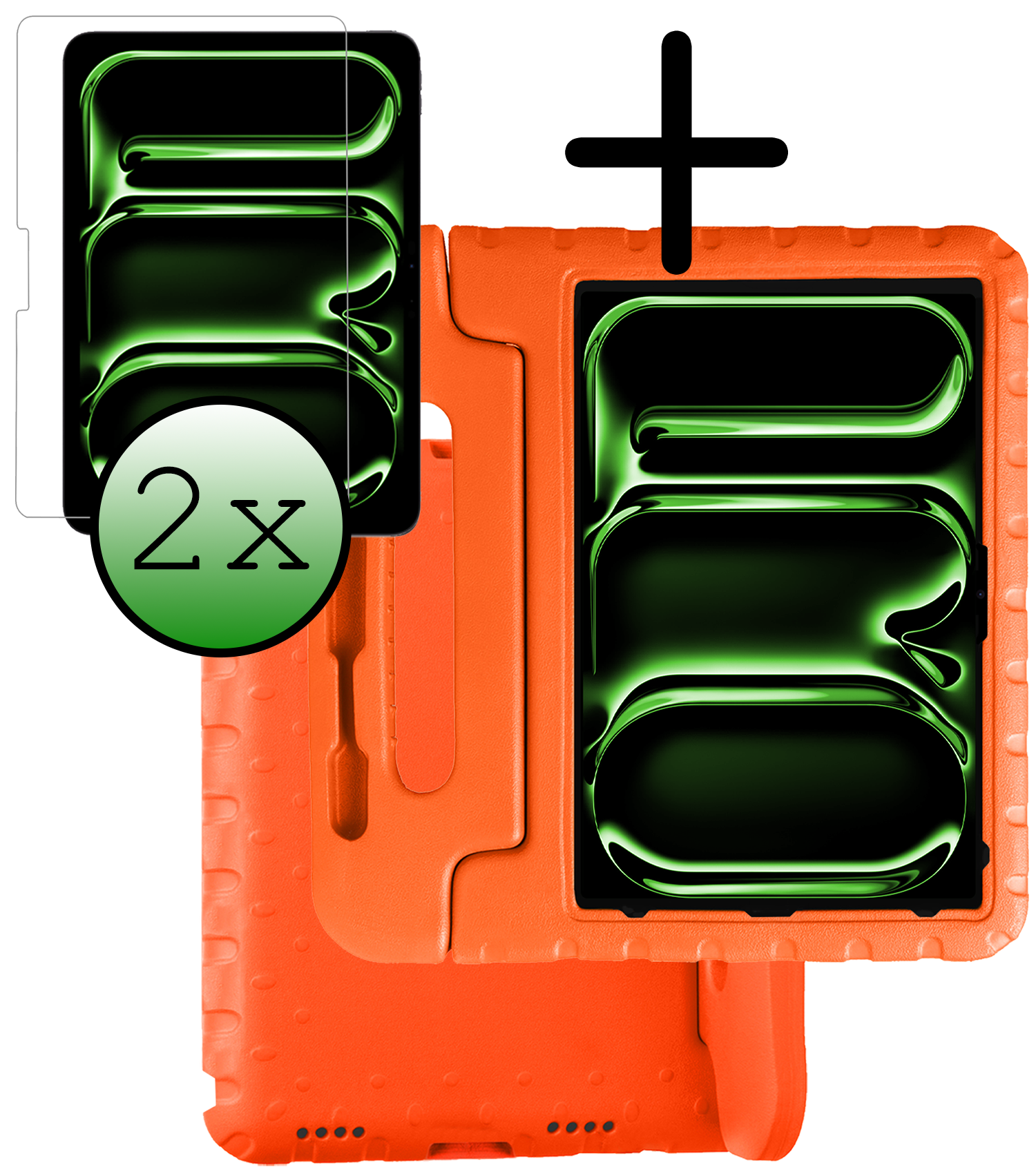 BASEY. Hoesje Geschikt voor iPad Pro 2018/2020/2021/2022 (12,9 inch) Hoesje Kinder Hoes Shockproof Kinderhoes Met 2x Screenprotector - Kindvriendelijk Hoesje Geschikt voor iPad Pro 12,9 inch 2018/2020/2021/2022 Hoes Kids Case - Oranje