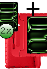 BASEY. Hoesje Geschikt voor iPad Pro 2018/2020/2021/2022 (12,9 inch) Hoesje Kinder Hoes Shockproof Kinderhoes Met 2x Screenprotector - Kindvriendelijk Hoesje Geschikt voor iPad Pro 12,9 inch 2018/2020/2021/2022 Hoes Kids Case - Rood