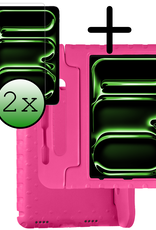 BASEY. Hoesje Geschikt voor iPad Pro 2018/2020/2021/2022 (12,9 inch) Hoesje Kinder Hoes Shockproof Kinderhoes Met 2x Screenprotector - Kindvriendelijk Hoesje Geschikt voor iPad Pro 12,9 inch 2018/2020/2021/2022 Hoes Kids Case - Roze