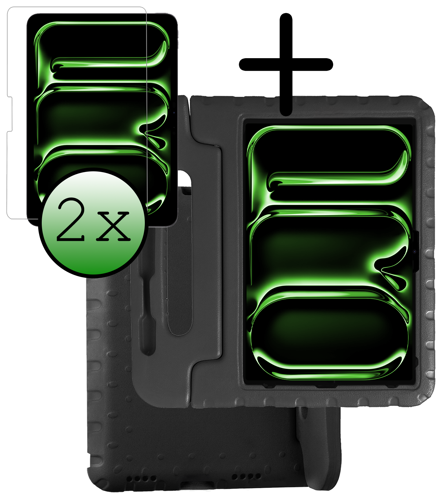 BASEY. Hoesje Geschikt voor iPad Pro 2018/2020/2021/2022 (12,9 inch) Hoesje Kinder Hoes Shockproof Kinderhoes Met 2x Screenprotector - Kindvriendelijk Hoesje Geschikt voor iPad Pro 12,9 inch 2018/2020/2021/2022 Hoes Kids Case - Zwart