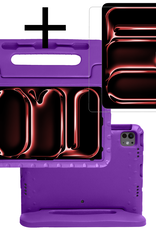 NoXx iPad Pro 12,9 inch 2018 Hoes Kinder Hoesje Kids Case Cover Kids Proof Met Screenprotector - iPad Pro 12,9 inch 2018 Kinder Hoes - Paars