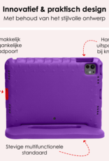 NoXx iPad Pro 12,9 inch 2018 Hoes Kinder Hoesje Kids Case Cover Kids Proof Met 2x Screenprotector - iPad Pro 12,9 inch 2018 Kinder Hoes - Paars