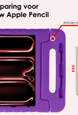 NoXx iPad Pro 12,9 inch 2018 Hoes Kinder Hoesje Kids Case Cover Kids Proof Met 2x Screenprotector - iPad Pro 12,9 inch 2018 Kinder Hoes - Paars