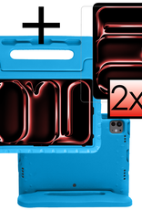 NoXx iPad Pro 12,9 inch 2020 Hoes Kinder Hoesje Kids Case Cover Kids Proof Met 2x Screenprotector - iPad Pro 12,9 inch 2020 Kinder Hoes - Licht Blauw