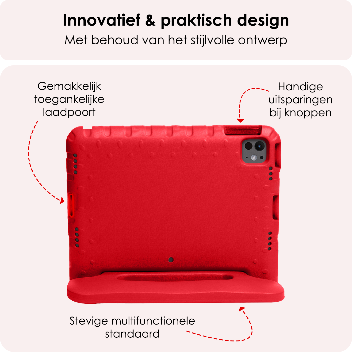 NoXx iPad Pro 12,9 inch 2021 Hoes Kinder Hoesje Kids Case Cover Kids Proof - iPad Pro 12,9 inch 2021 Kinder Hoes - Rood