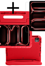 NoXx iPad Pro 12,9 inch 2021 Hoes Kinder Hoesje Kids Case Cover Kids Proof Met Screenprotector - iPad Pro 12,9 inch 2021 Kinder Hoes - Rood