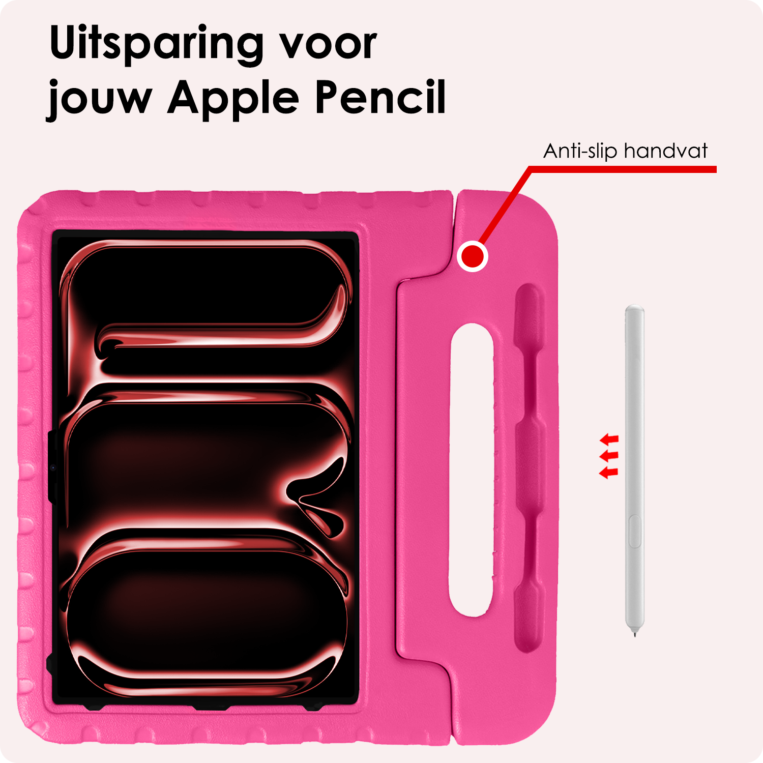 NoXx iPad Pro 12,9 inch 2021 Hoes Kinder Hoesje Kids Case Cover Kids Proof Met Screenprotector - iPad Pro 12,9 inch 2021 Kinder Hoes - Roze