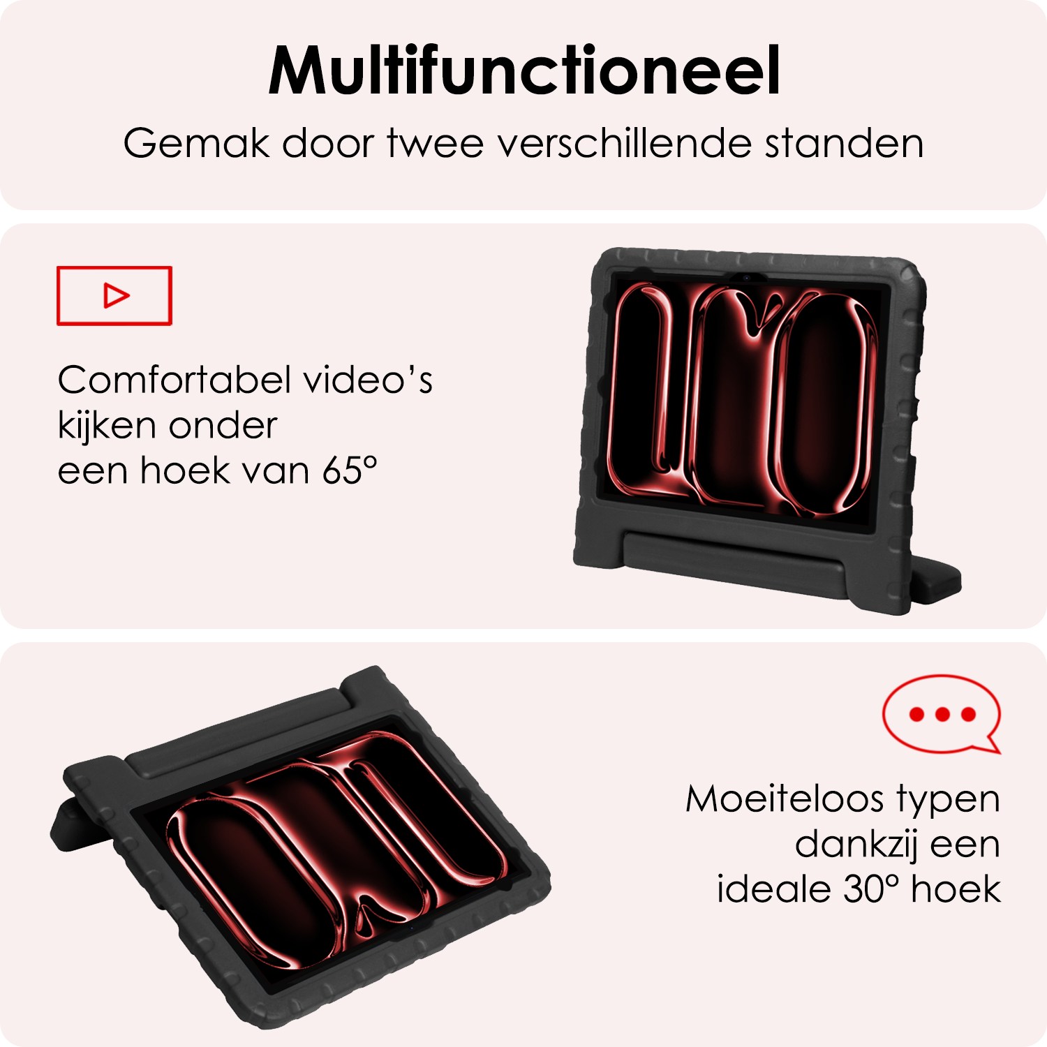 NoXx iPad Pro 12,9 inch 2021 Hoes Kinder Hoesje Kids Case Cover Kids Proof Met Screenprotector - iPad Pro 12,9 inch 2021 Kinder Hoes - Zwart