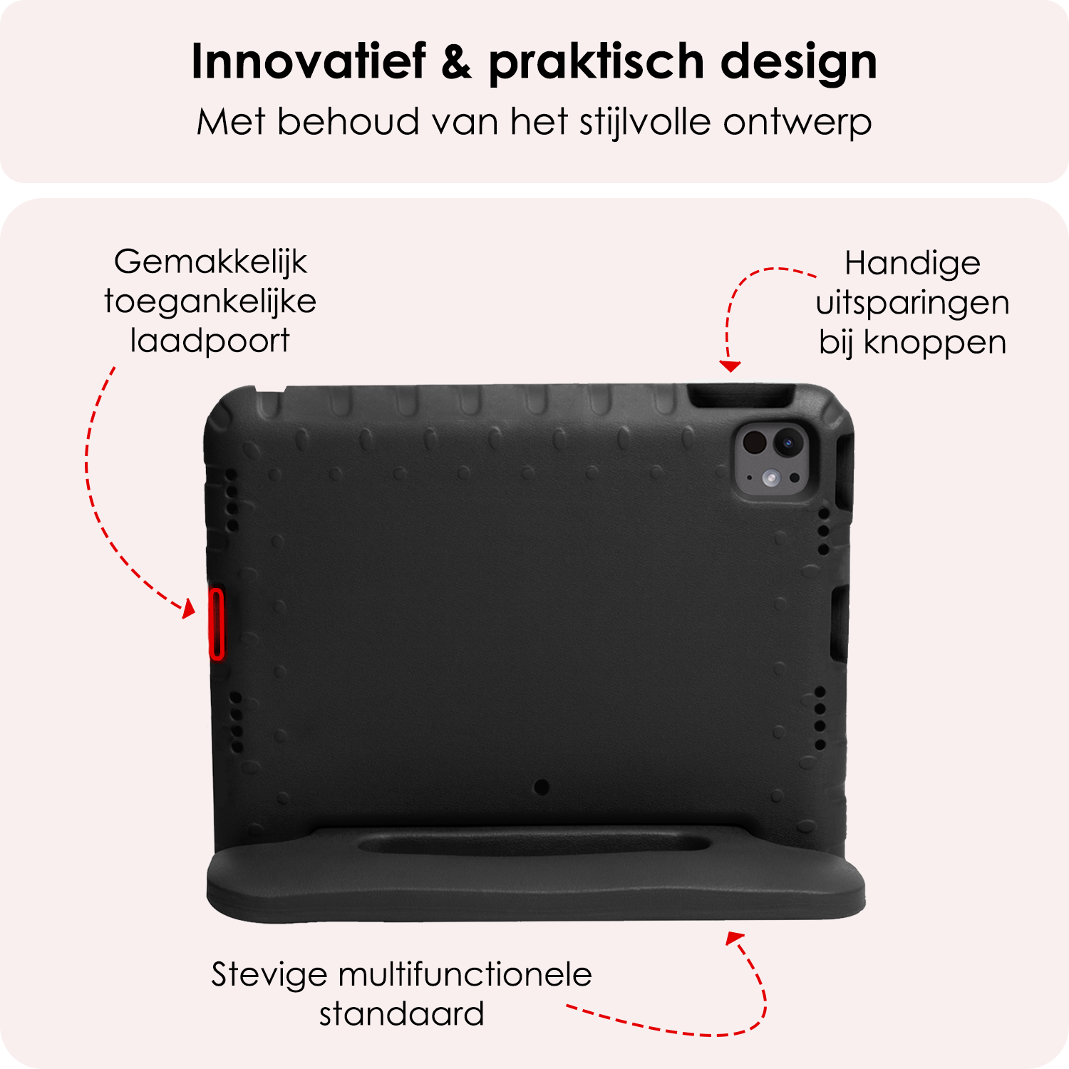 NoXx iPad Pro 12,9 inch 2021 Hoes Kinder Hoesje Kids Case Cover Kids Proof Met Screenprotector - iPad Pro 12,9 inch 2021 Kinder Hoes - Zwart