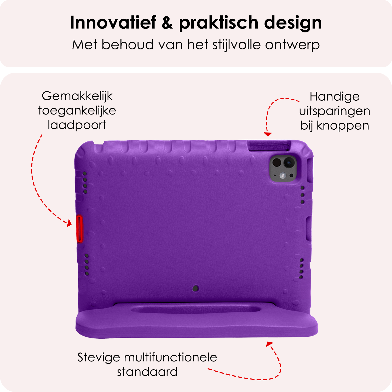 NoXx iPad Pro 12,9 inch 2021 Hoes Kinder Hoesje Kids Case Cover Kids Proof Met 2x Screenprotector - iPad Pro 12,9 inch 2021 Kinder Hoes - Paars