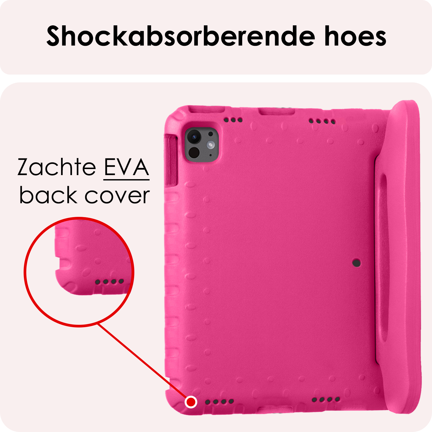 NoXx iPad Pro 12,9 inch 2021 Hoes Kinder Hoesje Kids Case Cover Kids Proof Met 2x Screenprotector - iPad Pro 12,9 inch 2021 Kinder Hoes - Roze