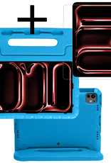 NoXx iPad Pro 12,9 inch 2022 Hoes Kinder Hoesje Kids Case Cover Kids Proof Met Screenprotector - iPad Pro 12,9 inch 2022 Kinder Hoes - Licht Blauw