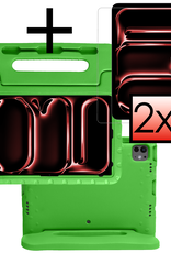 NoXx iPad Pro 12,9 inch 2022 Hoes Kinder Hoesje Kids Case Cover Kids Proof Met 2x Screenprotector - iPad Pro 12,9 inch 2022 Kinder Hoes - Groen