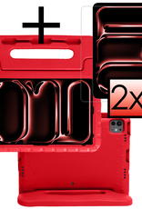 NoXx iPad Pro 12,9 inch 2022 Hoes Kinder Hoesje Kids Case Cover Kids Proof Met 2x Screenprotector - iPad Pro 12,9 inch 2022 Kinder Hoes - Rood