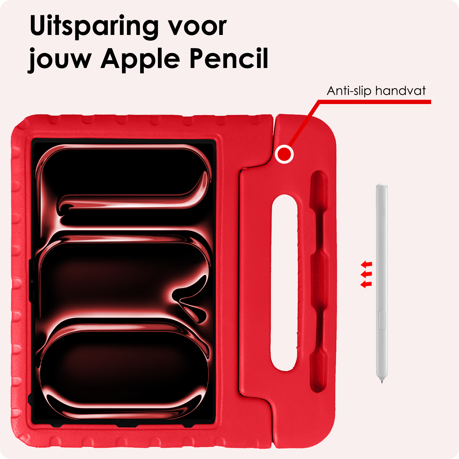 NoXx iPad Pro 12,9 inch 2022 Hoes Kinder Hoesje Kids Case Cover Kids Proof Met 2x Screenprotector - iPad Pro 12,9 inch 2022 Kinder Hoes - Rood