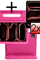 NoXx iPad Pro 12,9 inch 2022 Hoes Kinder Hoesje Kids Case Cover Kids Proof Met 2x Screenprotector - iPad Pro 12,9 inch 2022 Kinder Hoes - Roze