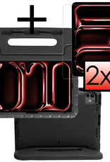 NoXx iPad Pro 12,9 inch 2022 Hoes Kinder Hoesje Kids Case Cover Kids Proof Met 2x Screenprotector - iPad Pro 12,9 inch 2022 Kinder Hoes - Zwart