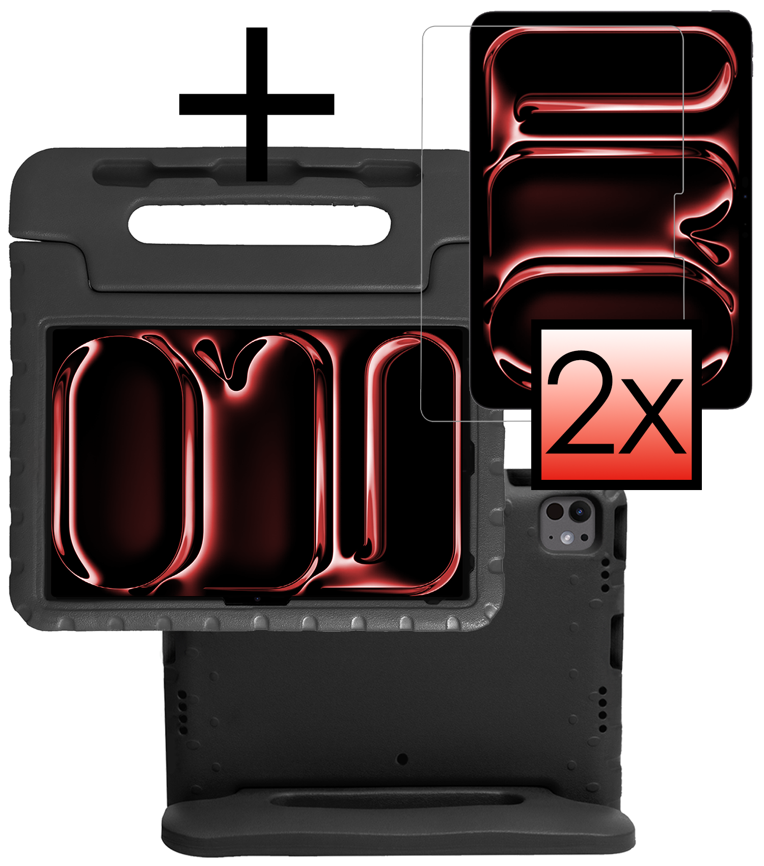 NoXx iPad Pro 12,9 inch 2022 Hoes Kinder Hoesje Kids Case Cover Kids Proof Met 2x Screenprotector - iPad Pro 12,9 inch 2022 Kinder Hoes - Zwart