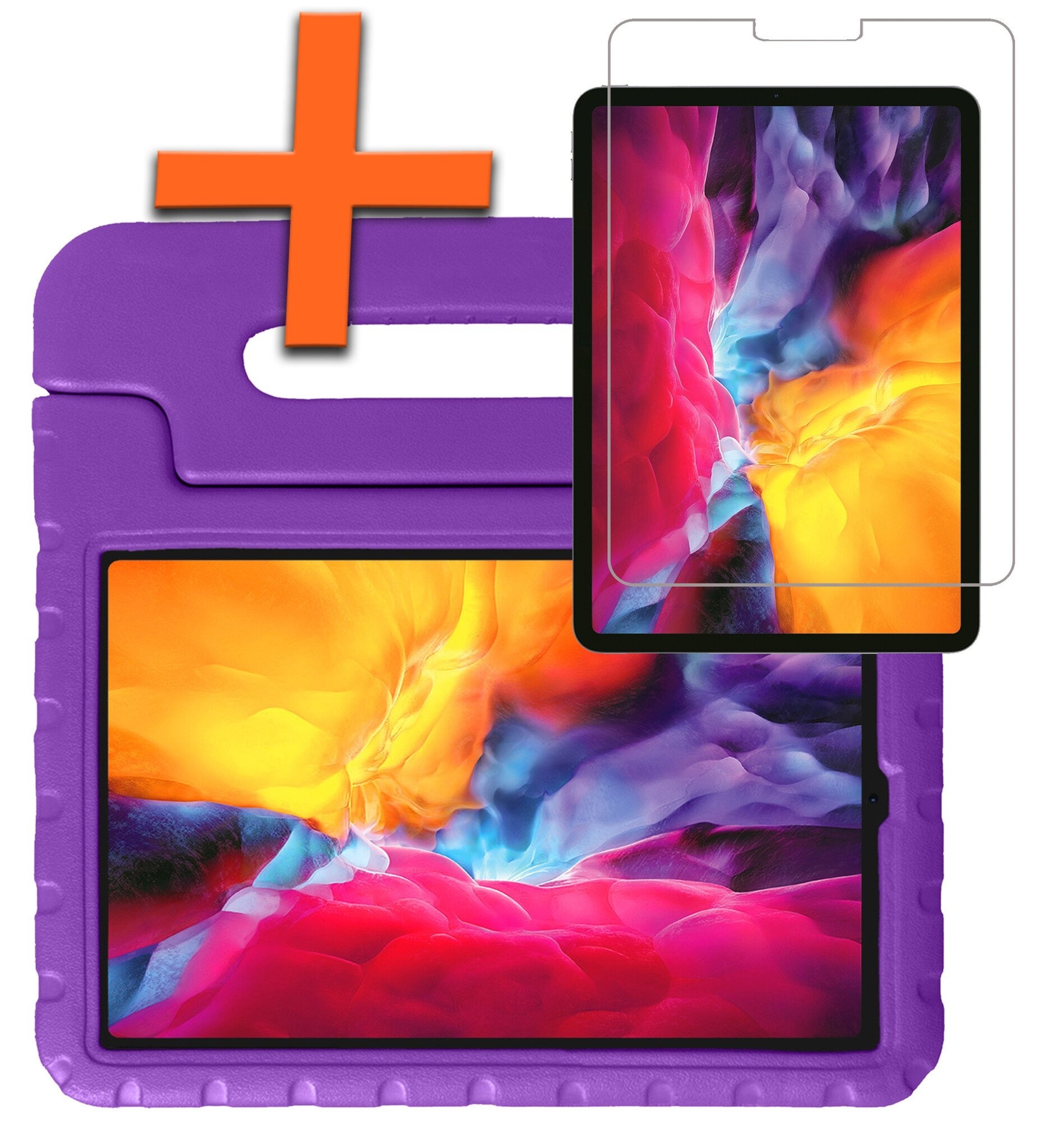 Nomfy iPad Pro 12,9 inch 2018 Hoes Kinder Hoesje Kids Case Cover Kids Proof Met Screenprotector - iPad Pro 12,9 inch 2018 Kinder Hoes - Paars