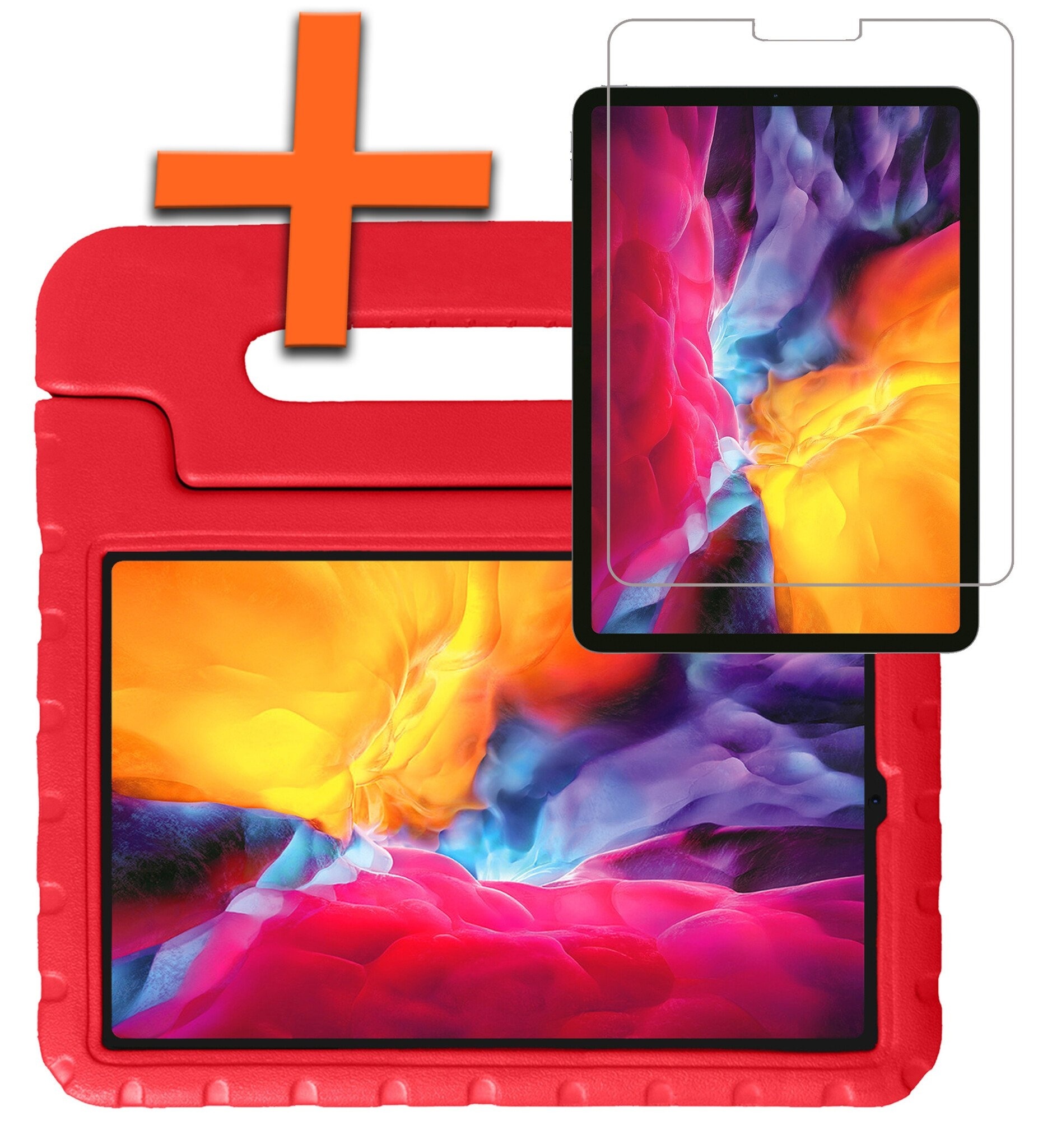Nomfy iPad Pro 12,9 inch 2018 Hoes Kinder Hoesje Kids Case Cover Kids Proof Met Screenprotector - iPad Pro 12,9 inch 2018 Kinder Hoes - Rood