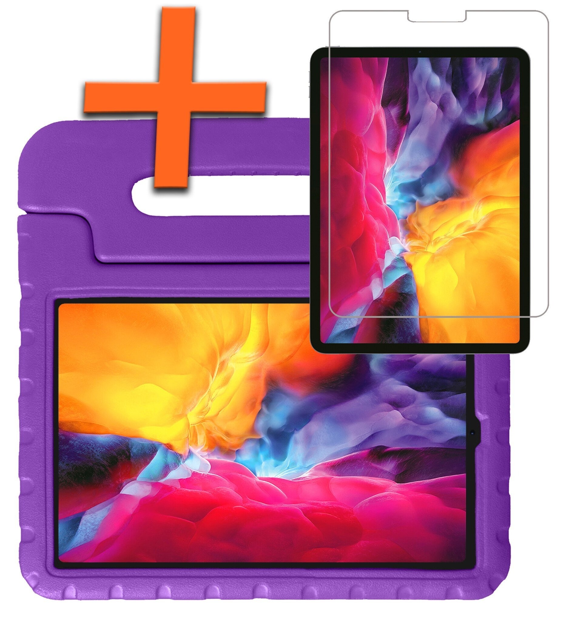 Nomfy iPad Pro 12,9 inch 2020 Hoes Kinder Hoesje Kids Case Cover Kids Proof Met Screenprotector - iPad Pro 12,9 inch 2020 Kinder Hoes - Paars
