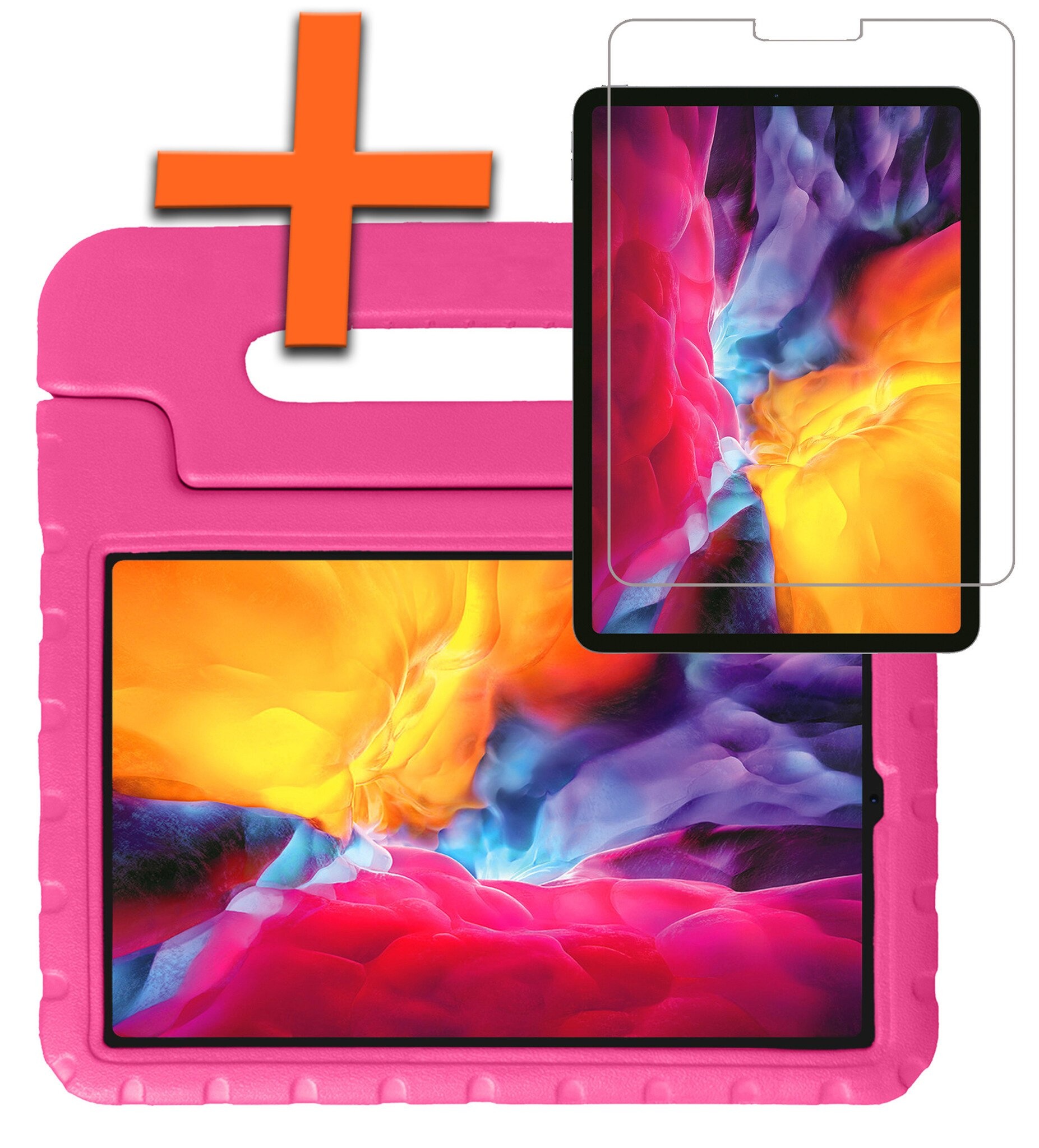 Nomfy iPad Pro 12,9 inch 2020 Hoes Kinder Hoesje Kids Case Cover Kids Proof Met Screenprotector - iPad Pro 12,9 inch 2020 Kinder Hoes - Roze