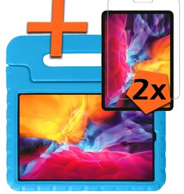 Nomfy Nomfy iPad Pro 2021 (12,9 inch) Kinderhoes Met 2x Screenprotector - Blauw