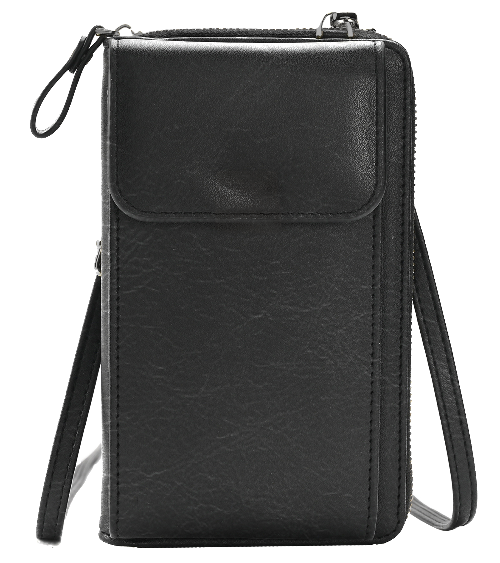 BASEY. Telefoontasje Dames Crossbody - Kunstlederen Schoudertas Telefoontasje Met portemonnee - Zwart
