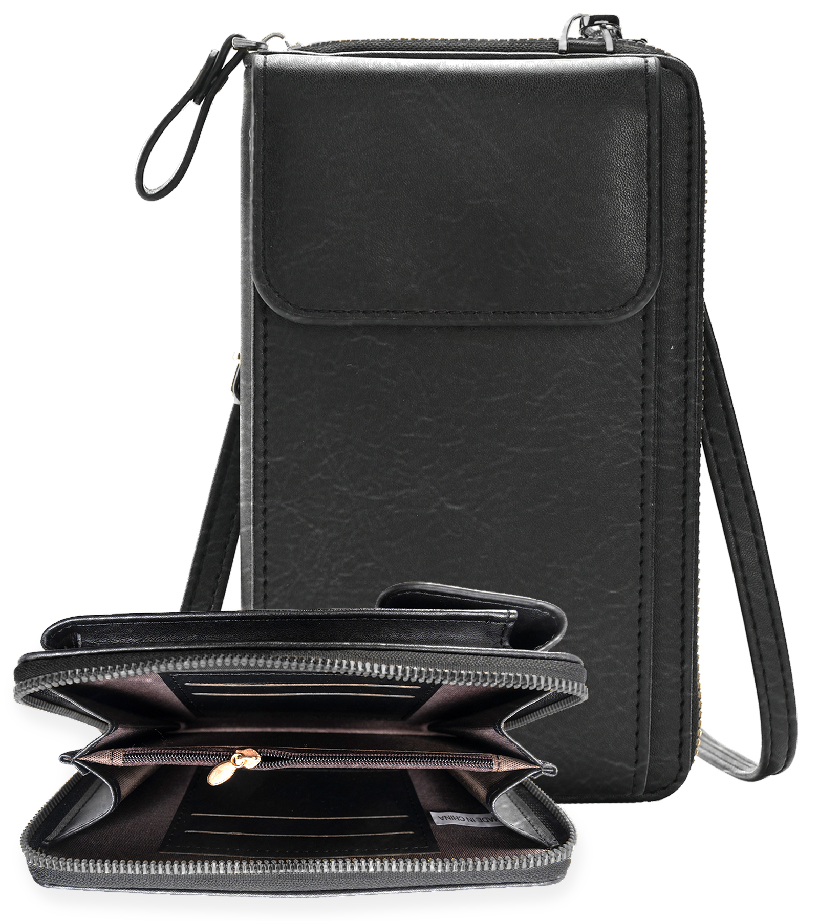 NoXx Schoudertas Dames Telefoontasje - Crossbodytassen Voor Telefoon Kunstlederen Telefoontasjes - Zwart