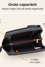 Nomfy Telefoontasje Met portemonnee - Crossbody Tas Dames Kunstlederen Schoudertassen Voor Telefoon - Zwart
