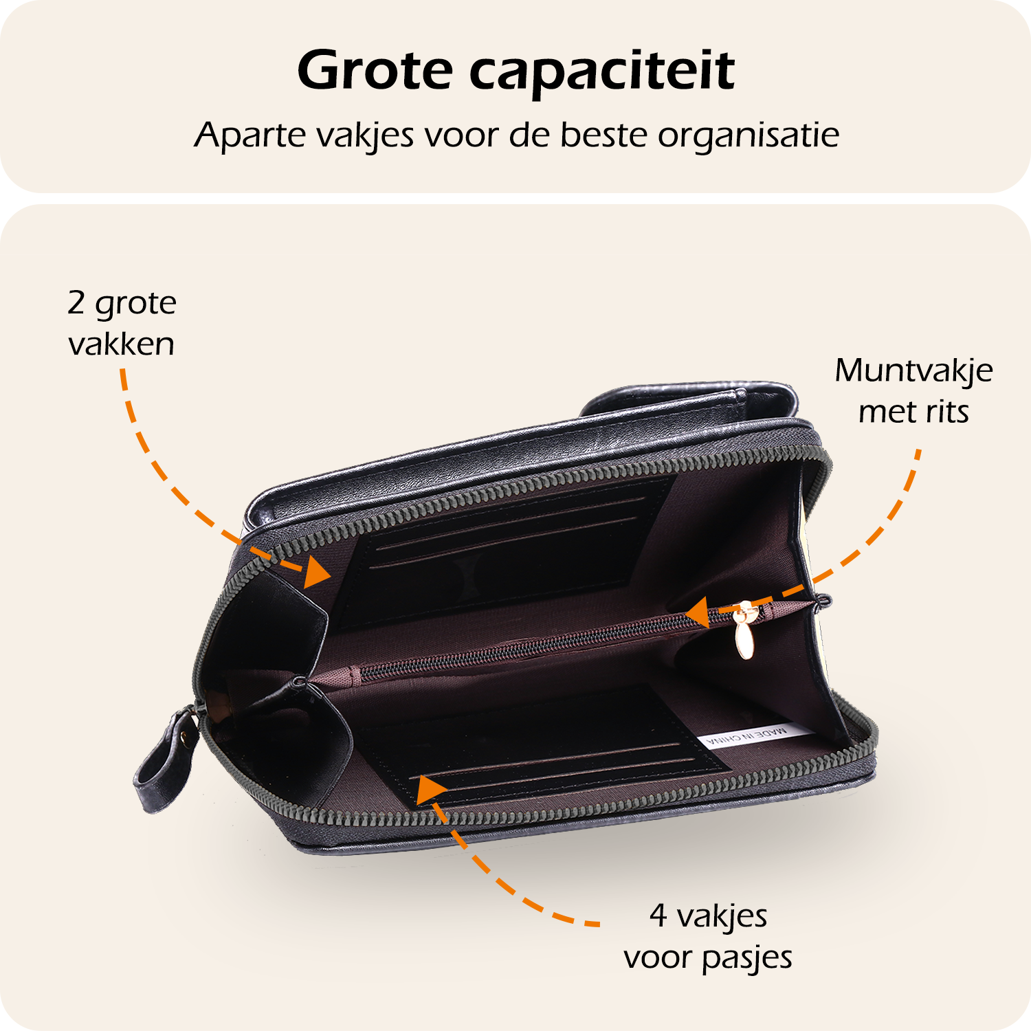 Nomfy Telefoontasje Met portemonnee - Crossbody Tas Dames Kunstlederen Schoudertassen Voor Telefoon - Zwart
